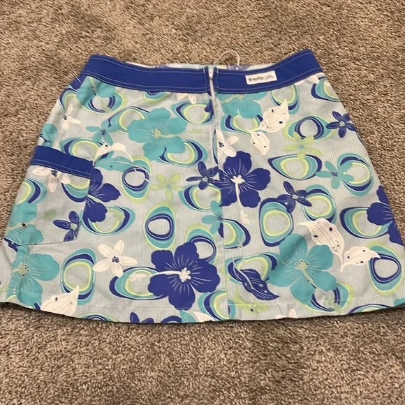 Water Girl by Patagonia Blue Print Hiking Surf ‎ Skirt Size 6 Hibiscus comfort - Picture 9 of 16